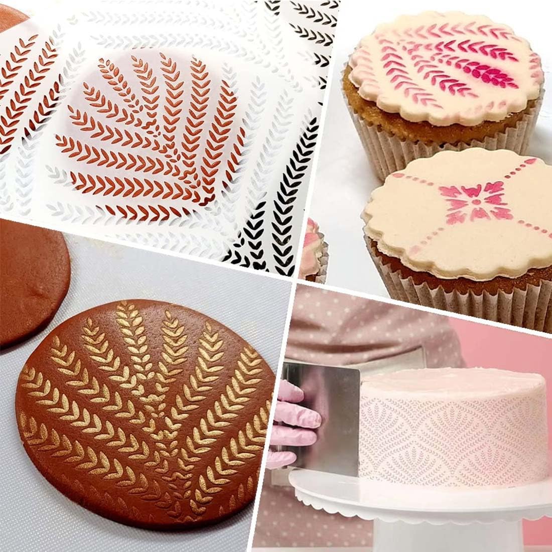 JOCXZI 4 Pezzi Stencil per Torte -per Decorare Crema al Burro, Decorazioni per Torte, Strumenti da Forno per Decorazione di Torte, per la Decorazione di Torte Strumento per Creare Lo Zucchero