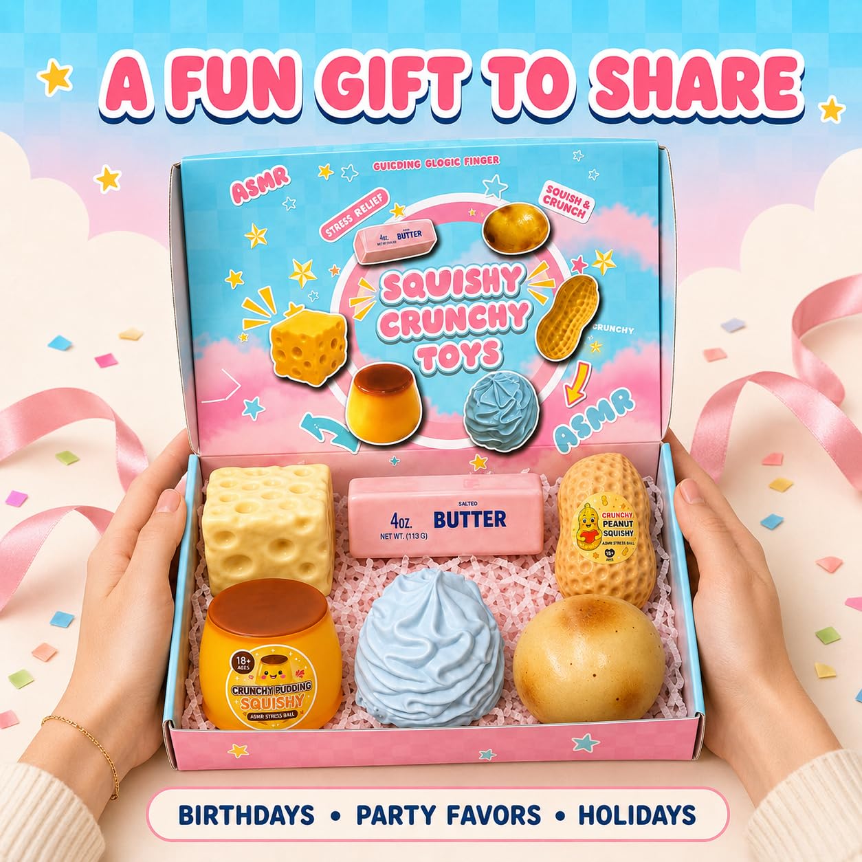 6PCS Crunchy Squishy Pack Mystery Box Asmr Feel Set, B# - Image 7