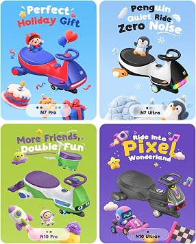 FanttikRide N7 Pro Electric Wiggle Car, Flashing Wheels, for Ages 3+, Blue