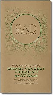 Rad Chocolate Vegan Creamy Coconut Chocolate Maple Sugar | 3 pack | Certified Organic | Gluten & Soy Free Chocolate | Paleo Friendly