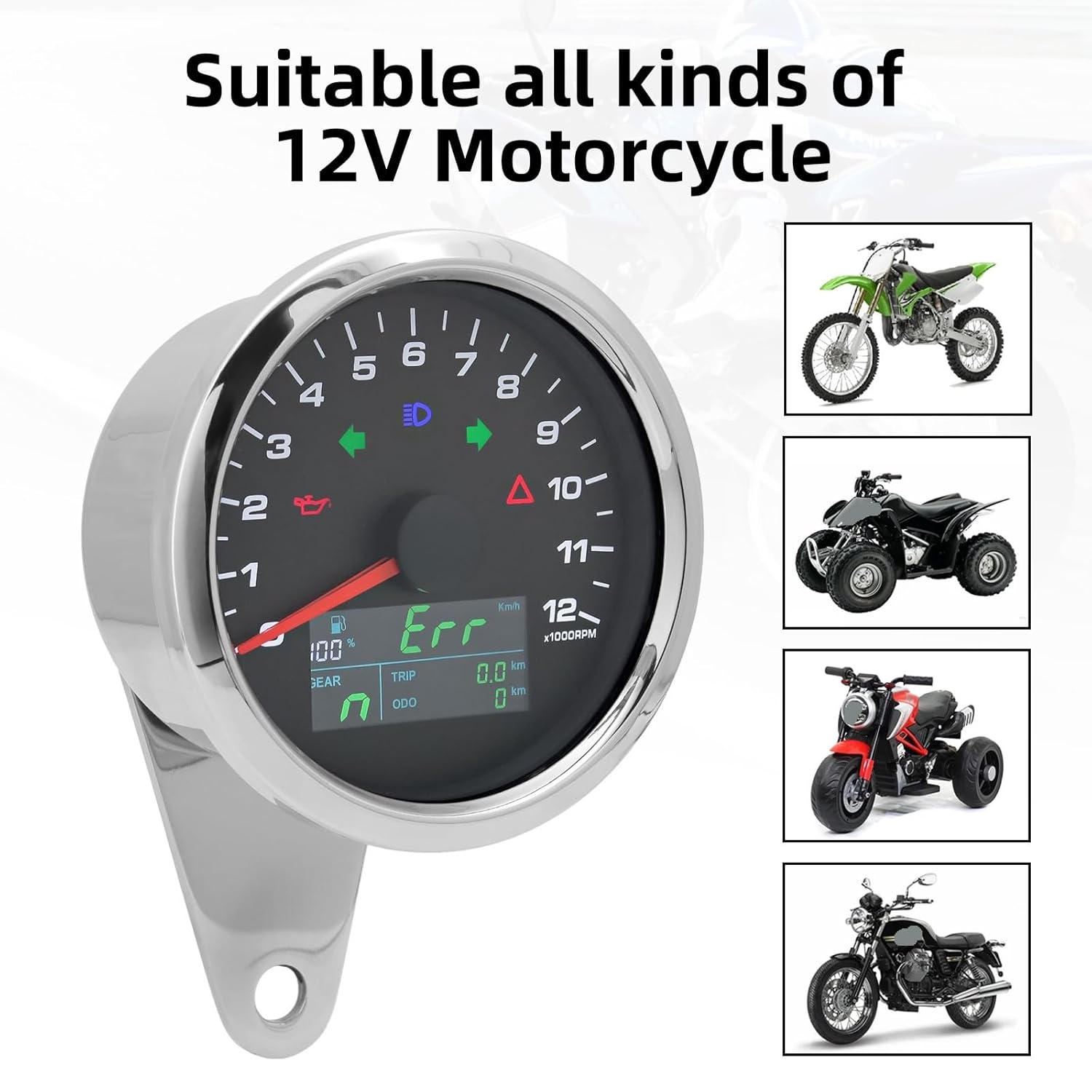 バイク メーター オートバイ用GPSスピードメーター タコメーター トリップオイルレベルゲージ LCDデジタルスピードメーター ダッ