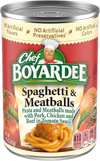 Chef Boyardee Spaghetti and Meatballs 14.5 oz - Quick Canned Pasta with Real Beef Meatballs, Microwave Ready Meal