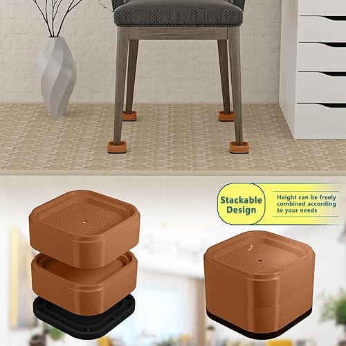 Miniatura 4 de DCWGAQ, Elevadores de cama de 2 pulgadas, elevador cuadrado para muebles, altura de elevación de muebles doble ajustable de 2 pulgadas para patas de