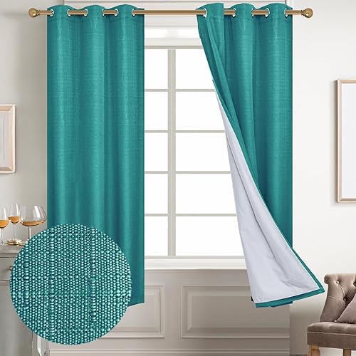 Miniatura 114 de Diraysid Cortinas 100% opacas de lino blanco para dormitorio, con ojales, aislamiento térmico, cortinas de oscurecimiento de habitación (2 paneles,