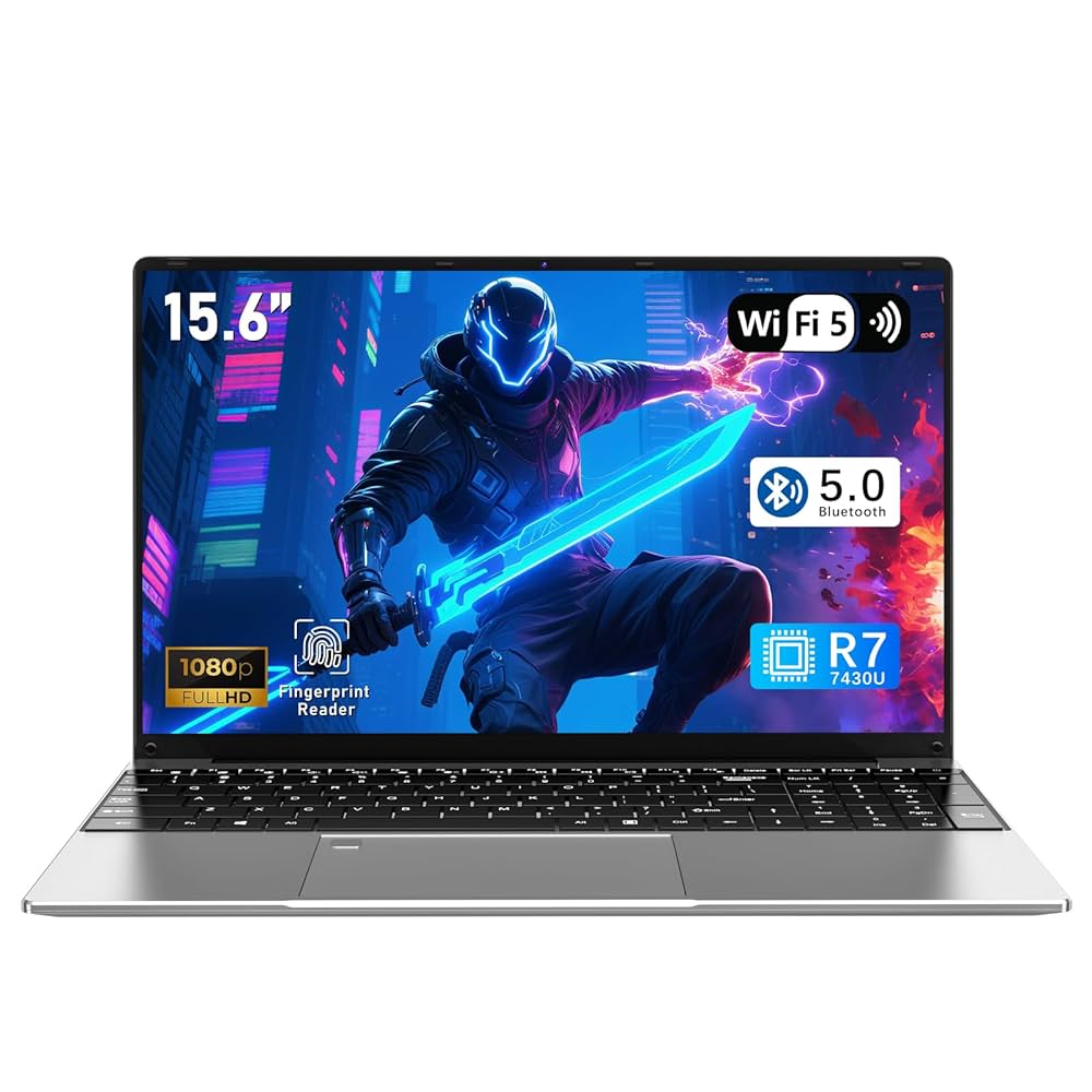 Gaming Laptop, 15.6-inch Laptop, R5-7430U processor, Win 11 Pro operating system, 32 GB RAM + 1 TB SSD, FHD 1920x1080 resolution, fingerprint unlock, backlit keyboard, Bluetooth 5.0, Wi-Fi 6