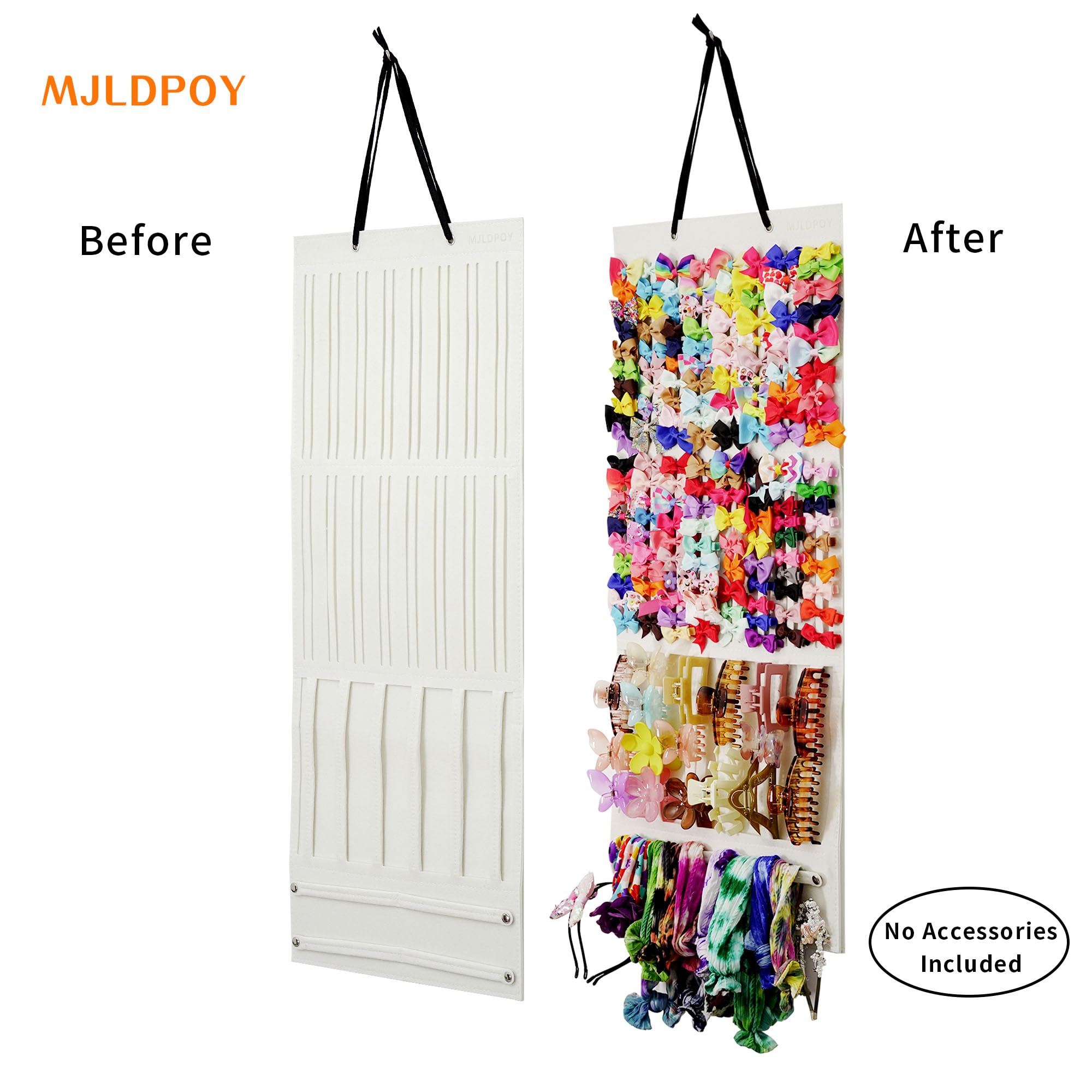 MJLDPOY Hair Bow Holder Organizer for Girls, Baby Hair Accessory Storage Display for Clips, Headbands (Ivory White)