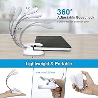Vista 4 de Luz de soporte de música, luces LED blancas con clip, funciona con pilas USB y AAA, lámpara de lectura en la cama, 4 niveles de brillo, ideal