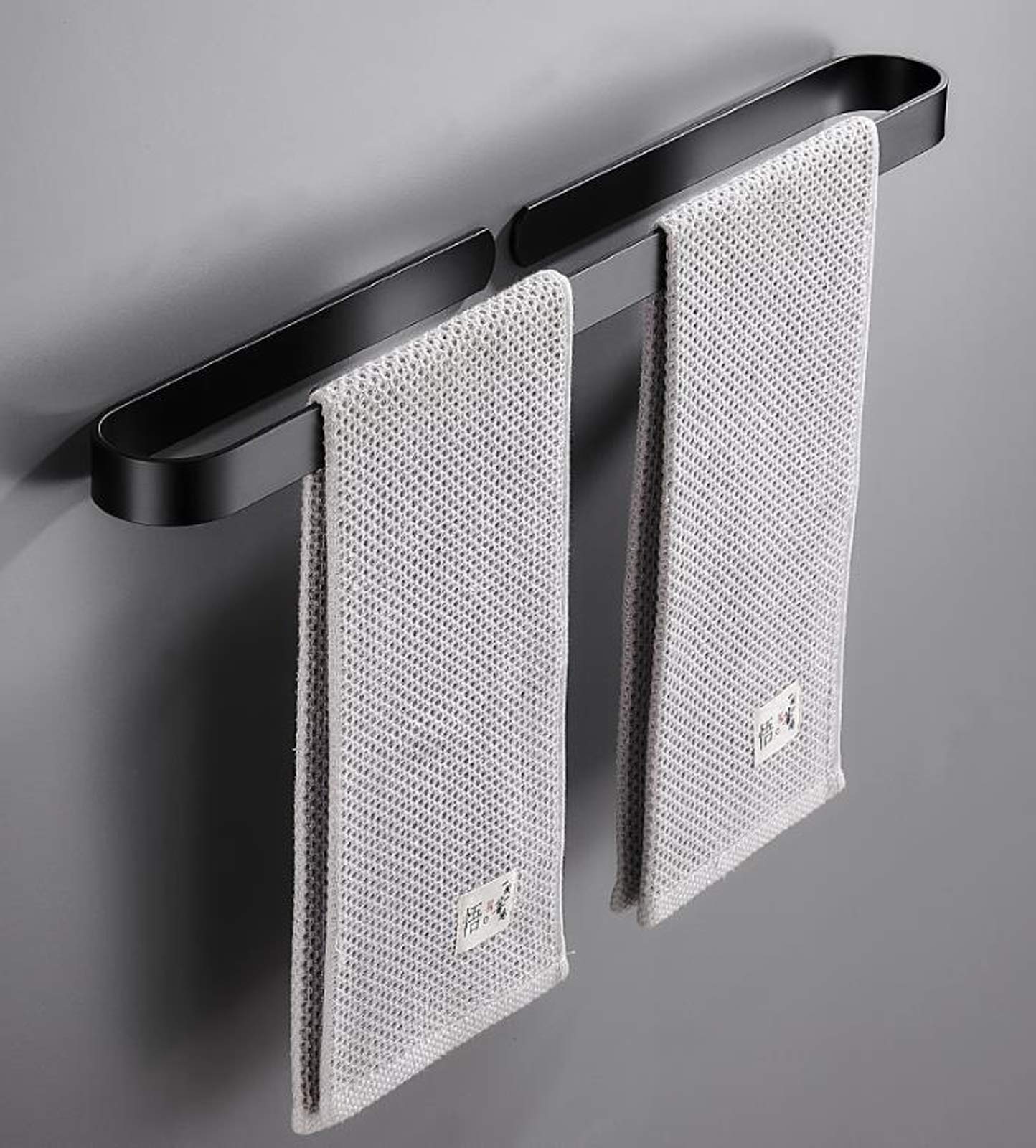 Barre de serviette murale 60cm noir mat porte-serviettes de salle de bain