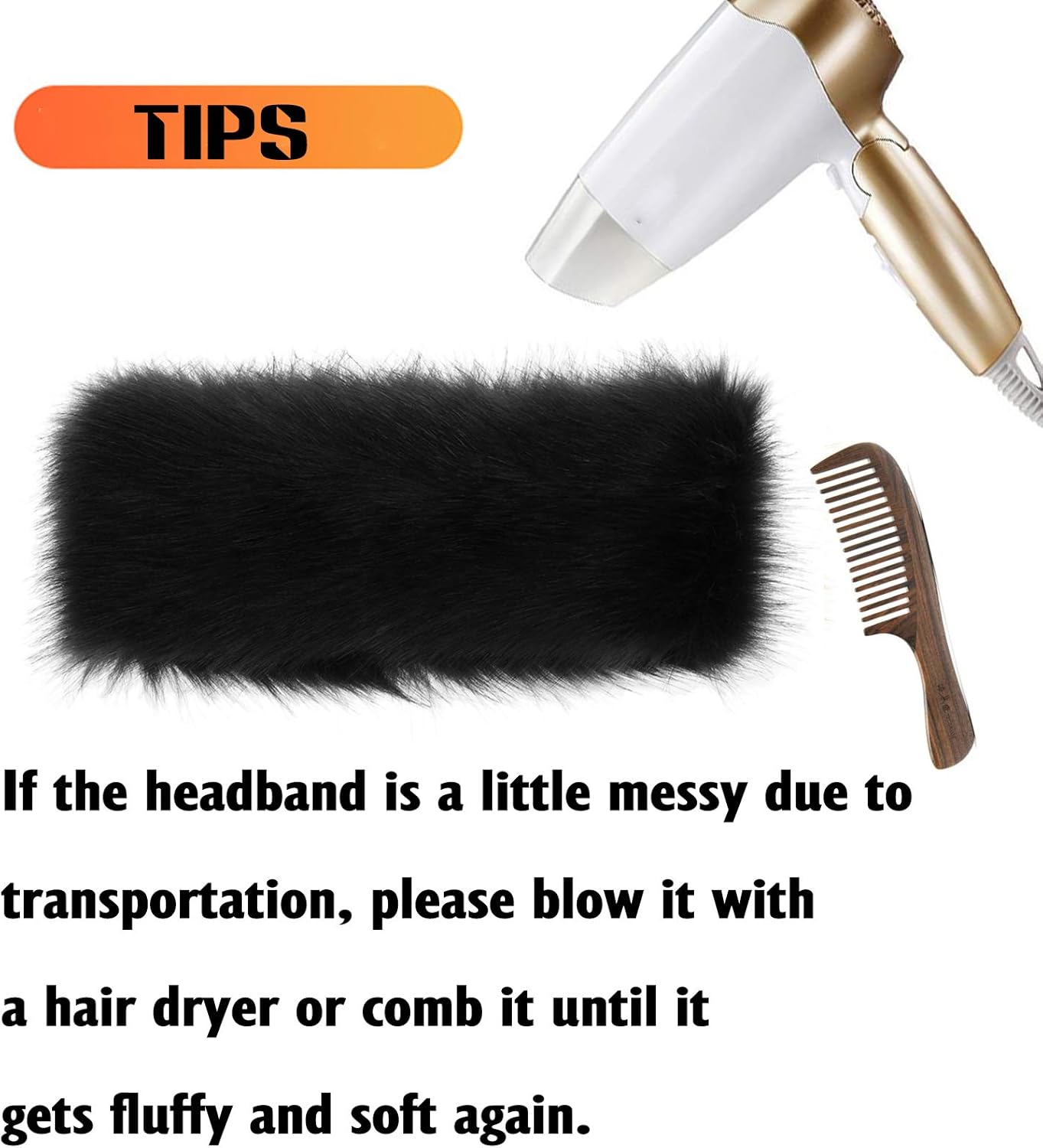 Womens Faux Fur Headband with Elastic Band Ear Warmer Earmuff for Cold Weather Furry Costume - Image 6