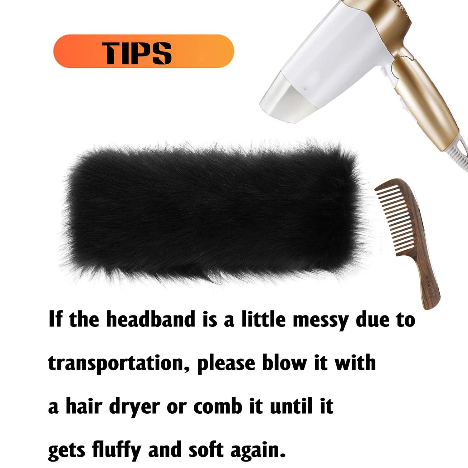 3 Pieces Faux Fur Headband Arm Warmers Wrist Cuffs Earmuff Ear Warmer for Cold Weather Furry Costumes Black - Image 6