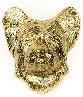Skye Terrier Made in U.K Artistic Style Dog Clutch Lapel Pin Collection 22ct Gold Plated