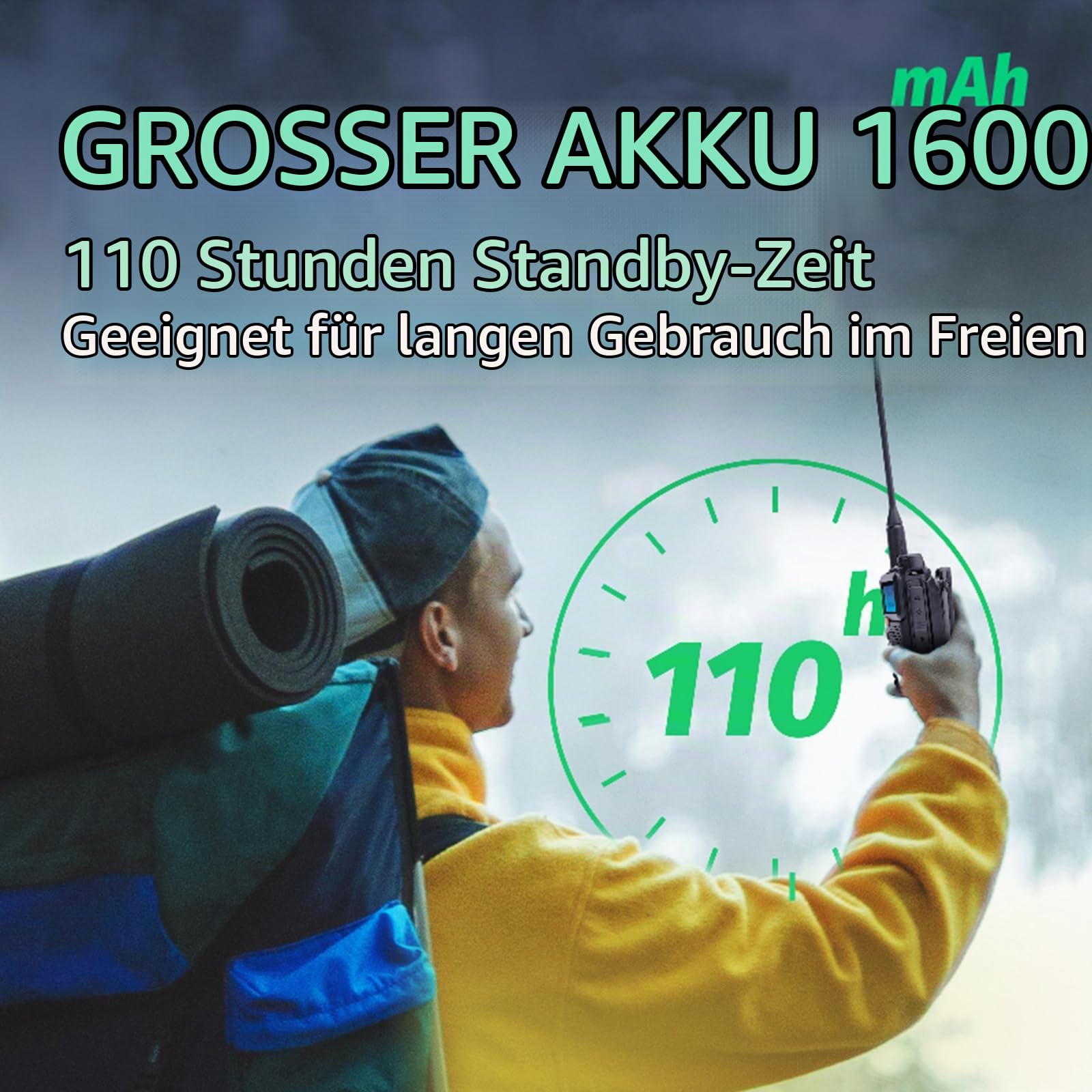 QUANSHENG UV-5RPLUS Funkgerät 5W Walkie Talkie großer Reichweite Wiederaufladbare Handfunkgerät für Erwachsene Polizei Radio mit FM, NOAA, Typ-C Ladung, 200 Kanäle (UV-5RPLUS mit D Form Ohrhörer)