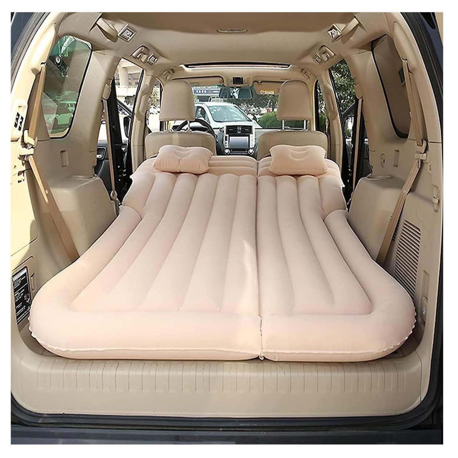 FVVWVRCSX Car Air Mattress, for Toyota Corolla Verso (Mk3) MPV 2004-2025 2026 Camping Air Mattresses Thickened and Universal Car Mattress Portable Sleeping Pad for Travel,Beige
