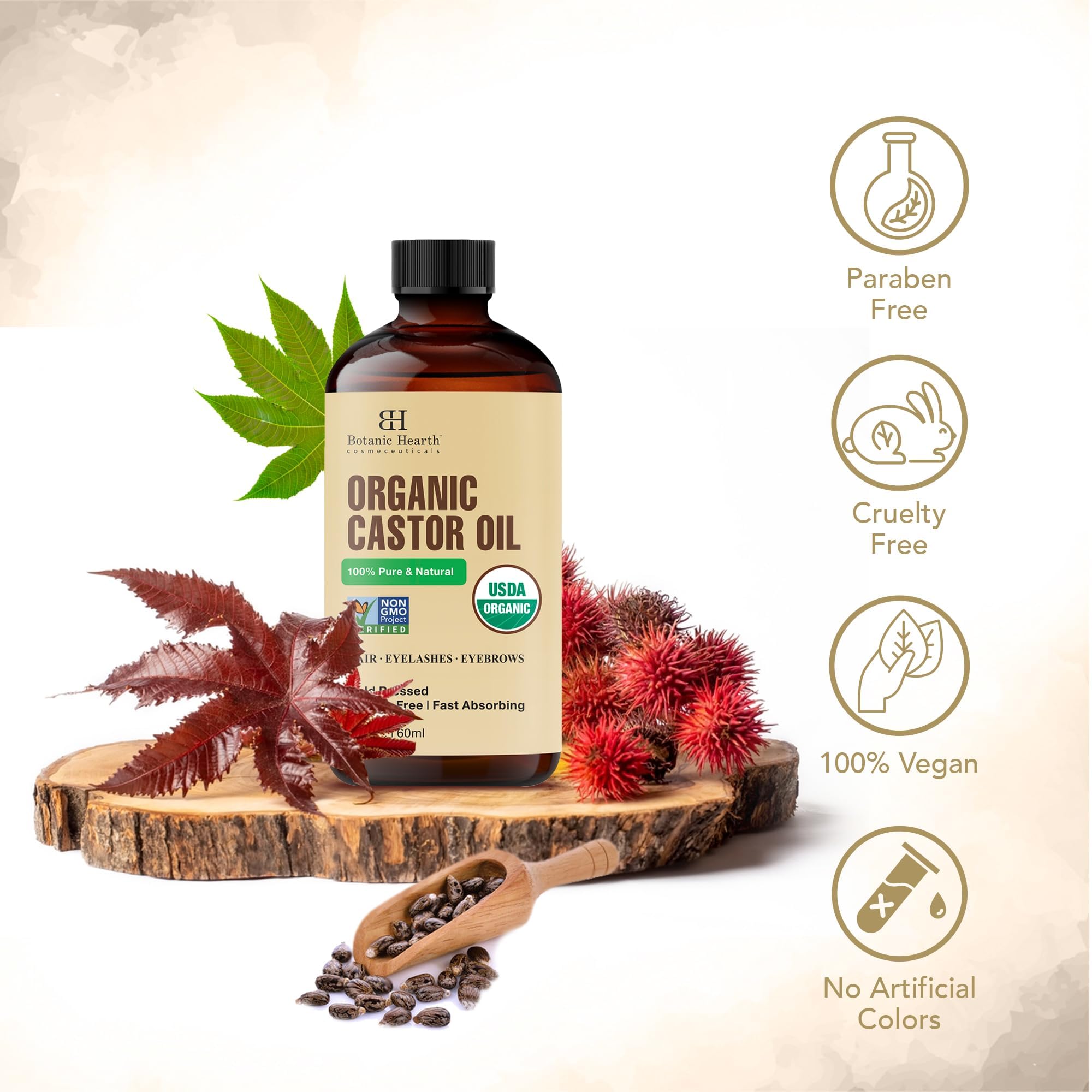 Botanic Hearth Castor Oil, 2 Fl Oz (60 ml), Cold Pressed, Hexane Free, 100% Natural - Image 4