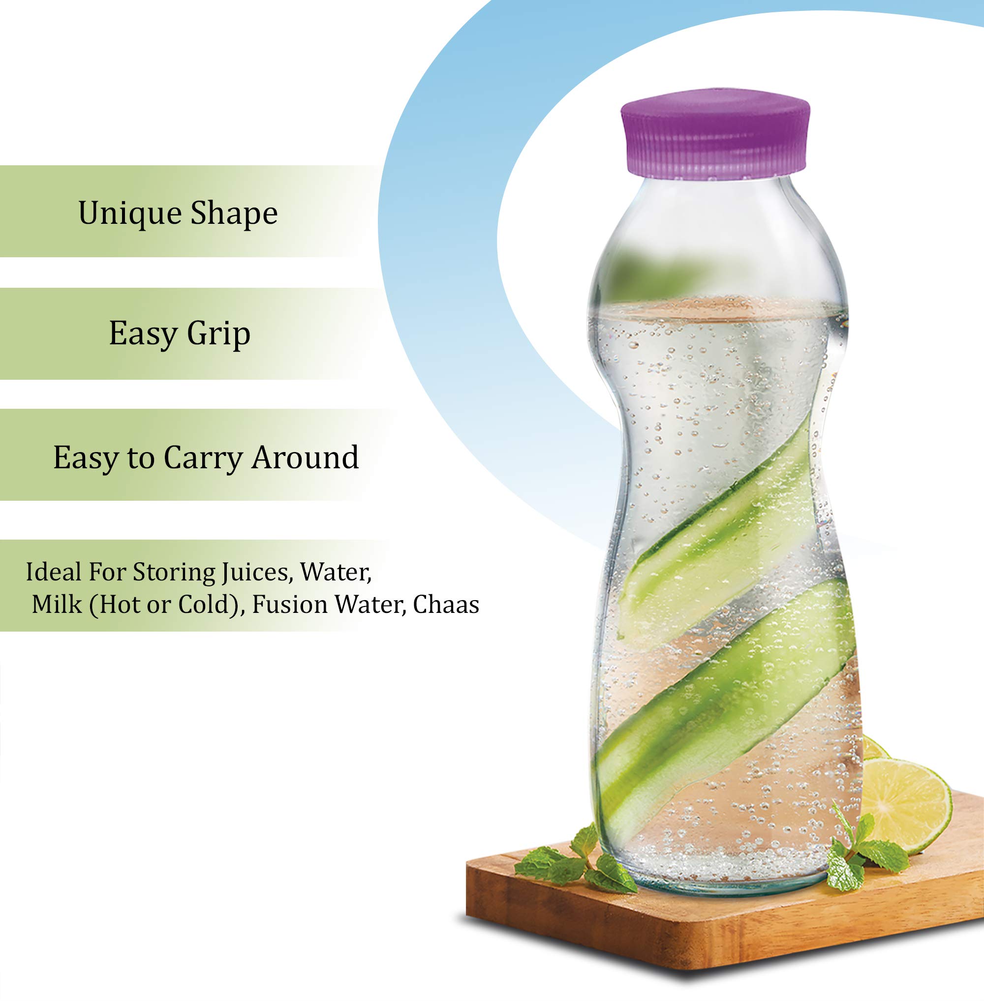Treo by Milton Eazy Grip Borosilicate Glass Bottle, 550ml, Purple - Image 6 thumbnail