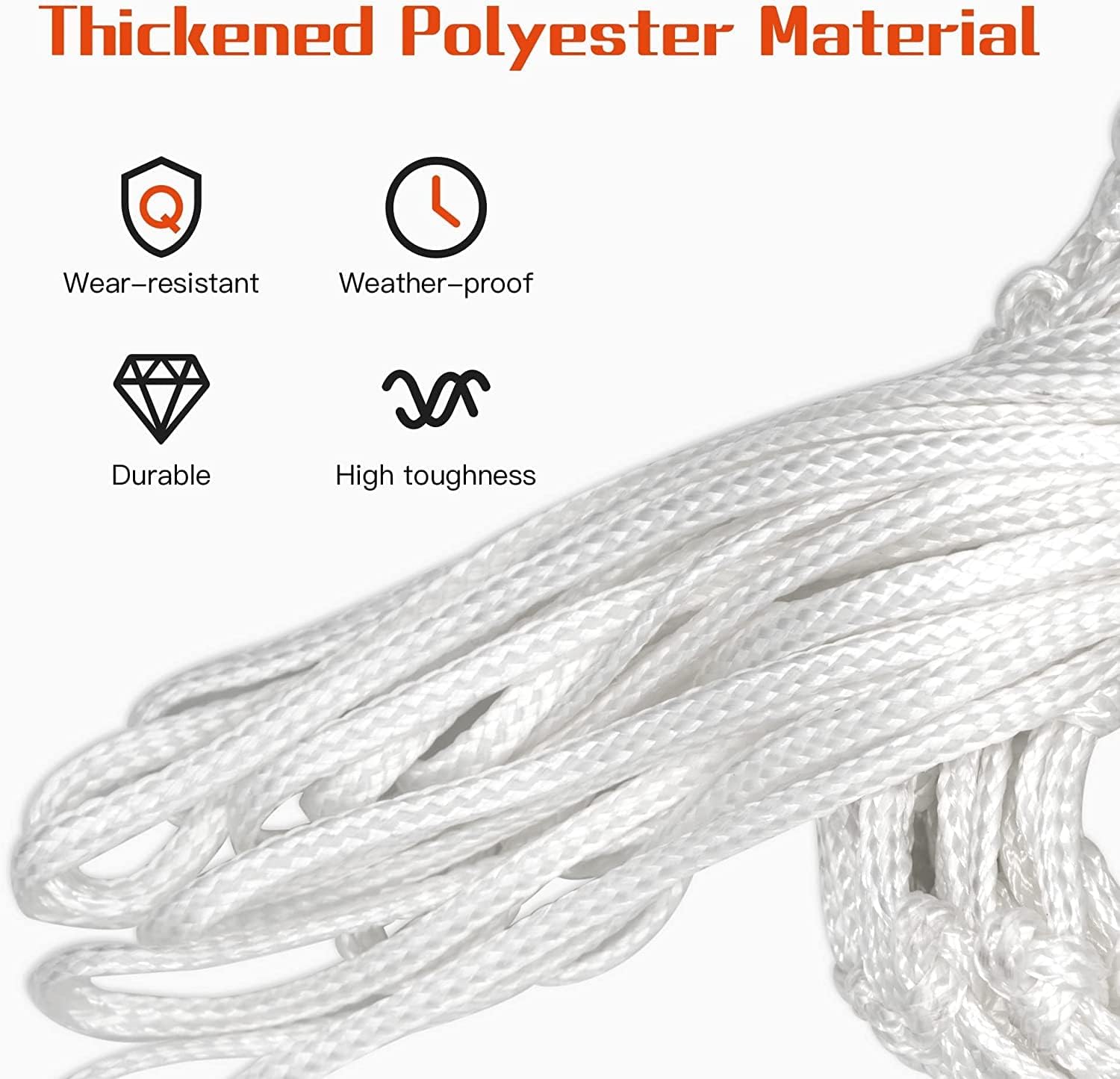 2Pcs White Heavy Duty Basketball Net Replacement Fits Standard 12 Loop Basketball Hoop Net for Indoors and Outdoors Gym Equipment