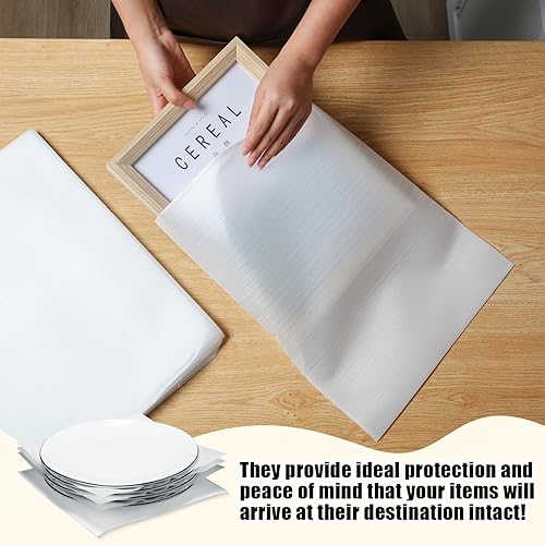 Miniatura 5 de Frienda Kit de embalaje de 240 platos móviles, 60 hojas de espuma, 180 piezas, 6 tamaños, fundas de embalaje de placas para mudanzas, bolsas de