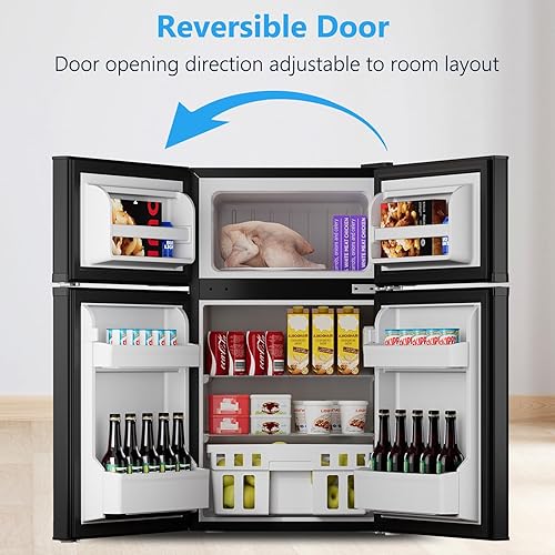 Miniatura 4 de Joy Pebble Refrigerador pequeño de 3.1 pies cúbicos con congelador, refrigerador compacto con congelador, mini refrigerador para dormitorio,