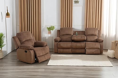 Miniatura 73 de A Ainehome - Juego de sofá reclinable de 3 piezas de corduroy con almacenamiento, moderno, marrón taupe, para sala de estar/oficina Pana marrón topo