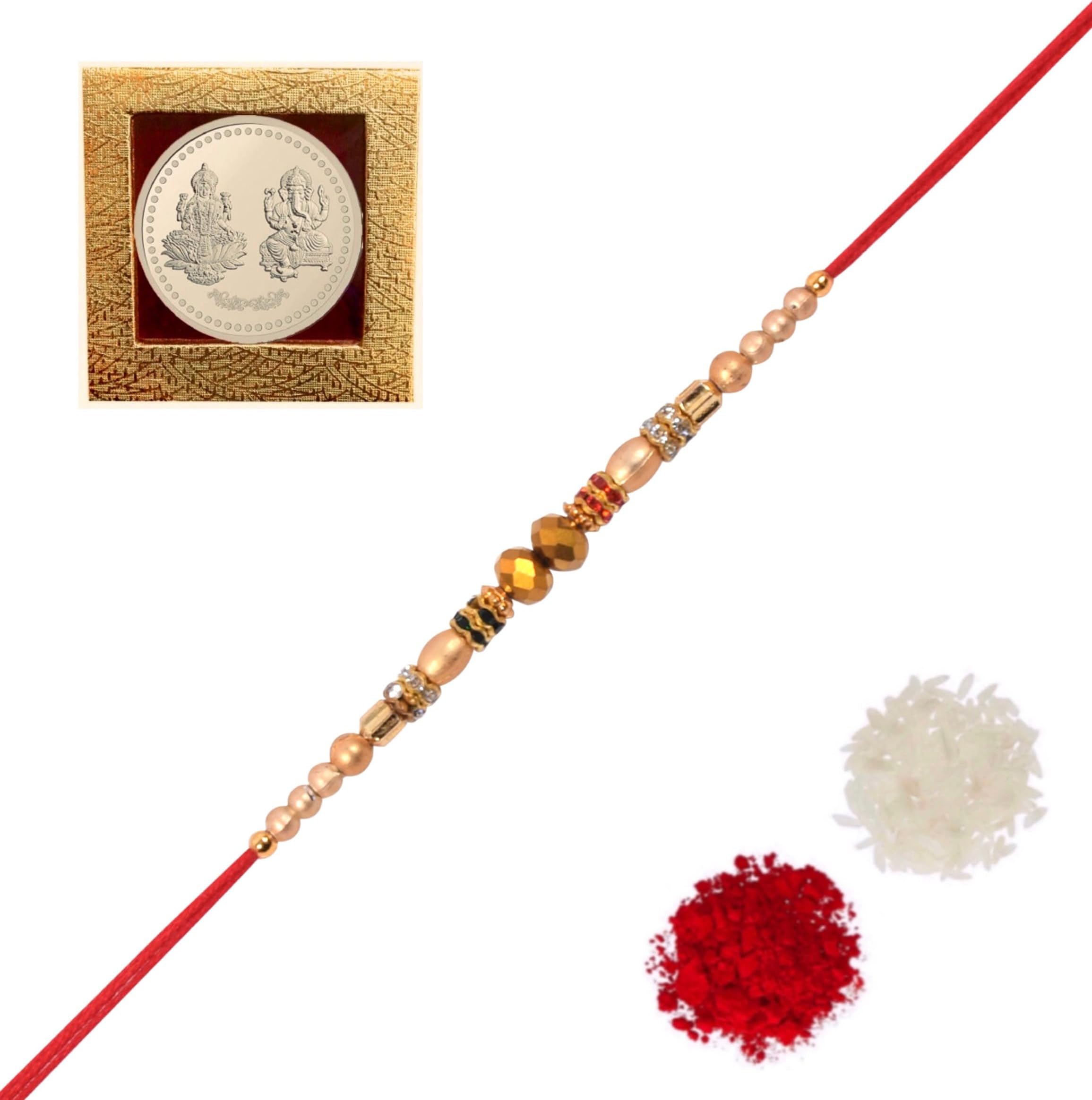 Amba HandicraftRudraksha Bracelet - Dark Brown, 2 Count - Rakhi for Brother with Gift Set