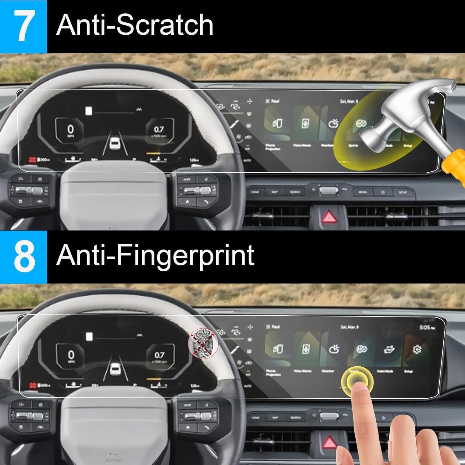 TTCR-II Compatible with 2025-2026 Kia K5 Screen Protector, 1 Pc for 2025-2026 Kia Carnival Screen Protector 12.3 Inch, Tempered Glass for Navigation Display and Instrument Cluster (Not for K5 GT-Line)