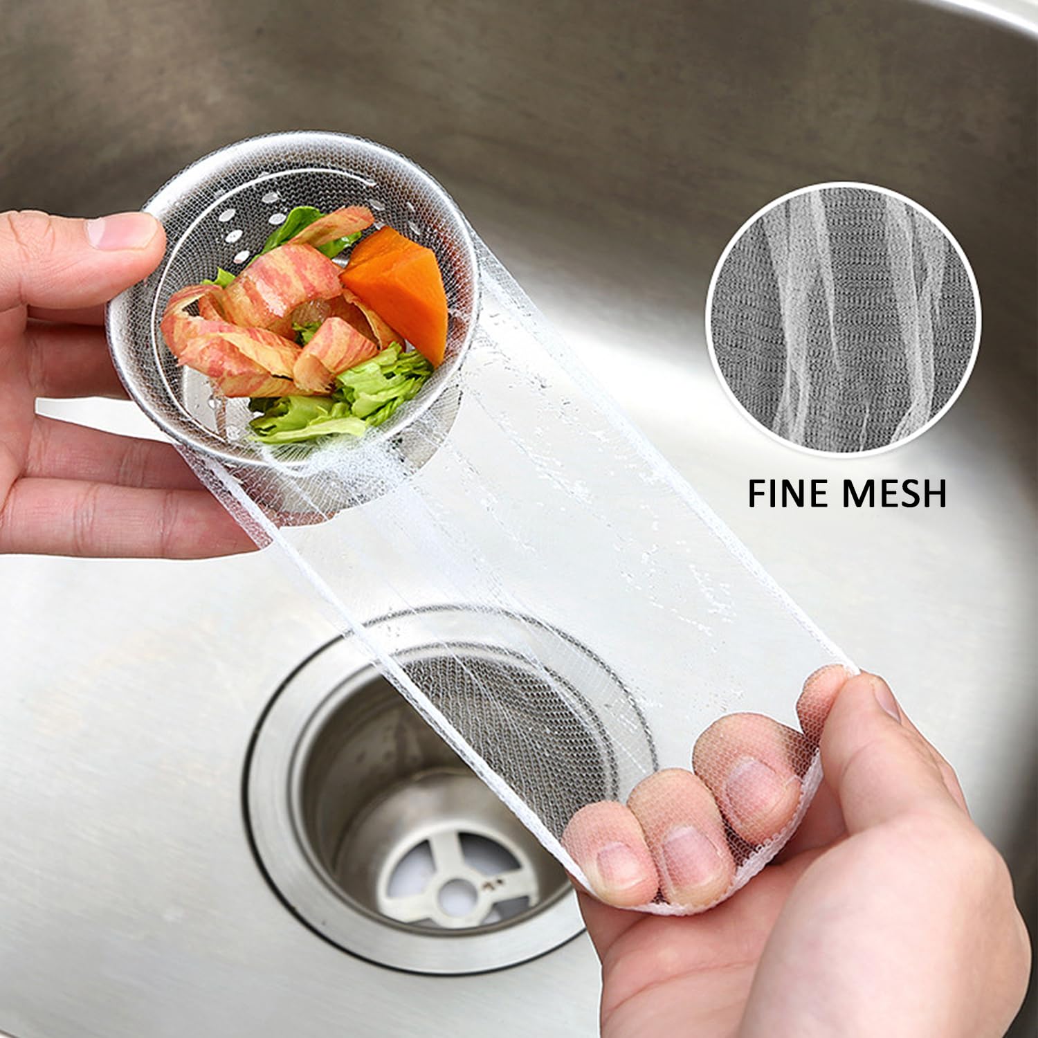 300 filtri di scarico, filtro per lavello, filtro per lavello da cucina, sacchetto filtro a rete, filtro facile da usare, filtro filtro (trasparente)