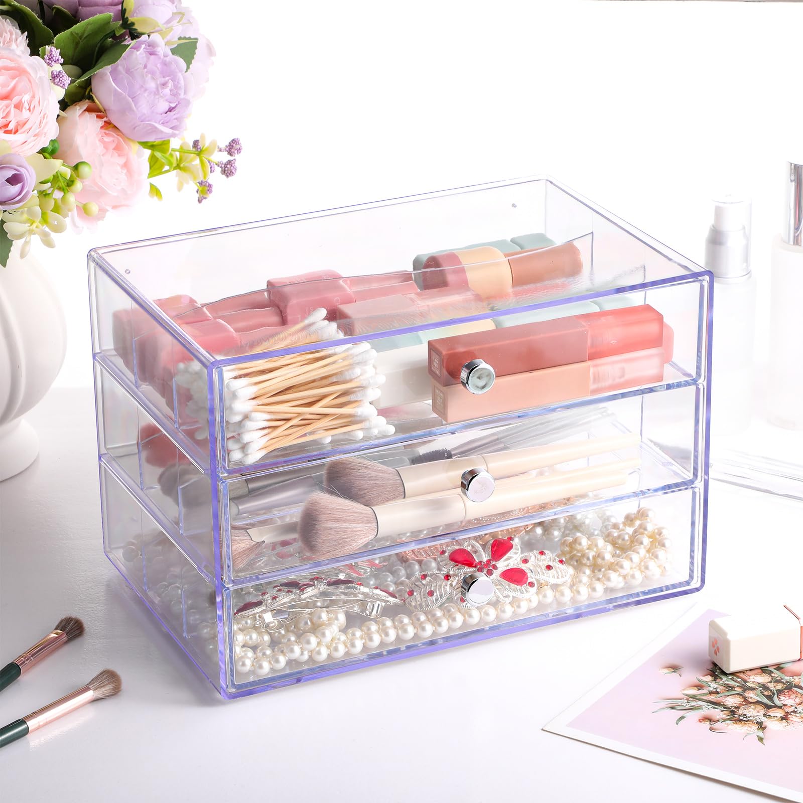 Washi ROSE 3 Piece Set With Case Auric Rose Washi Tape Sticker Set (GILDED) | The Washi Tape Shop main image 3