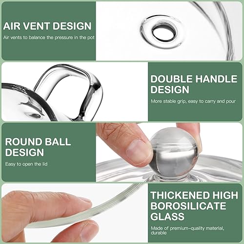 Miniatura 9 de Angoily Cacerola de vidrio Olla de cocina de vidrio Olla de cocina transparente Tazones de cereales para el hogar Olla de sopa transparente Olla de