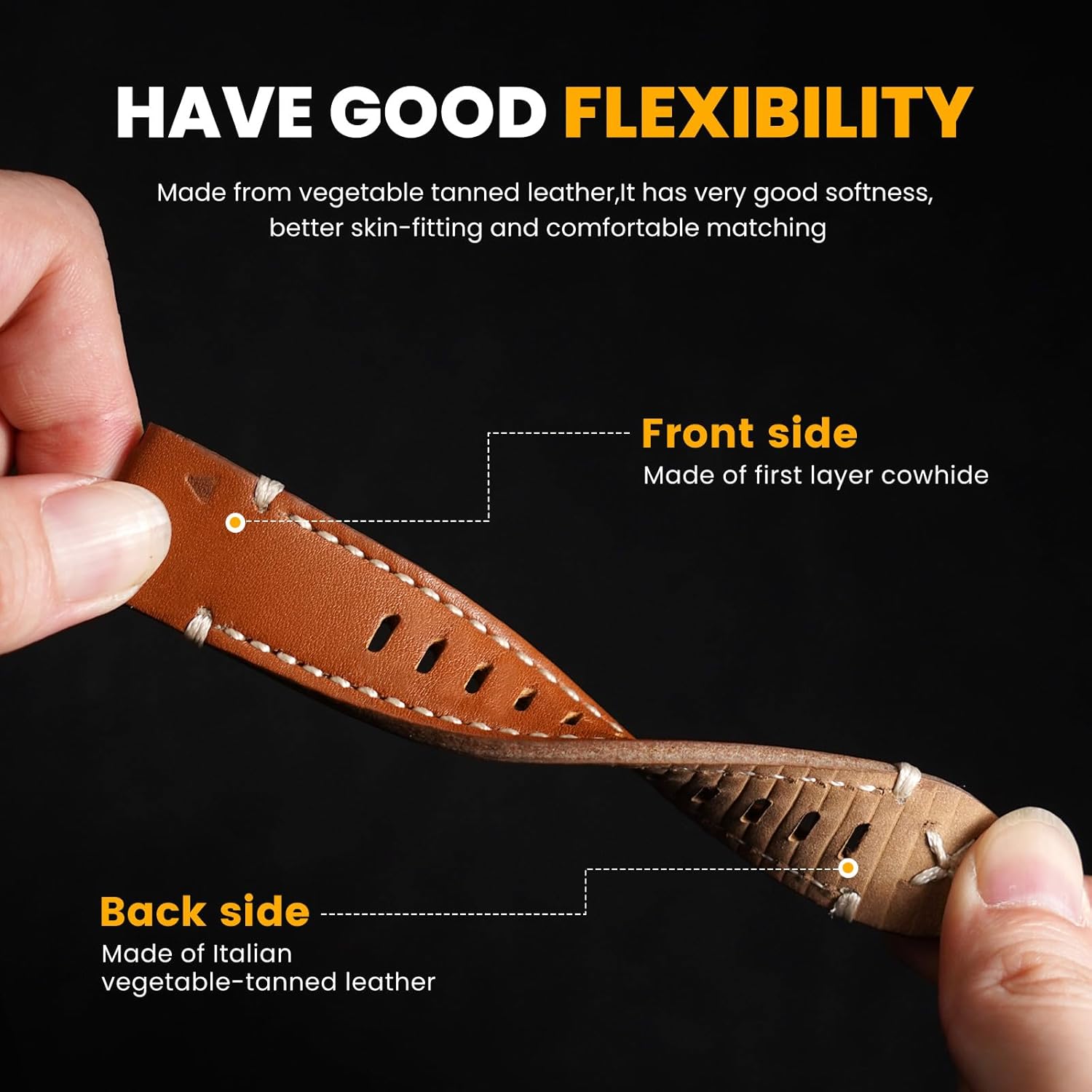 NotoCity Watch band for Fenix 7 / Fenix 6 / Fenix 5, 22mm Easy Fit Genuine Leather Strap for Fenix 7 Pro/Fenix 6 Pro/Fenix 5 Plus, Forerunner 955/945 Approach S60/S62, Epix (Brown) - Image 2