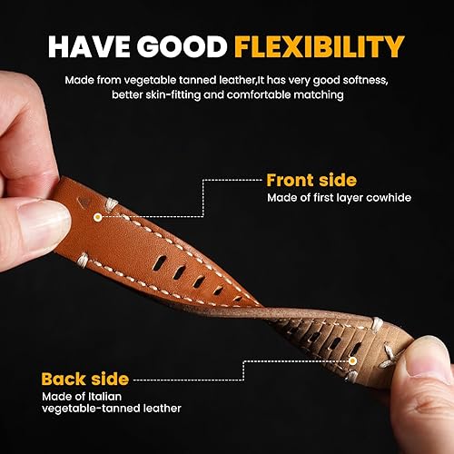 Miniatura 2 de NotoCity Correa de reloj para Fenix 7 Fenix 6 Fenix 5, 0.866 in de fácil ajuste correa de cuero genuino para Fenix 7 ProFenix 6 ProFenix 5 Plus,
