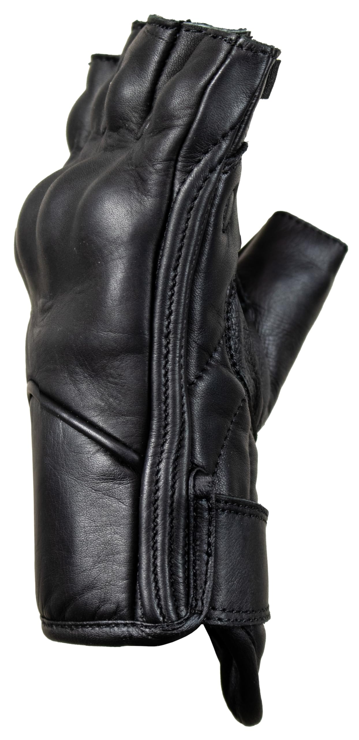 MDM Guanti Moto Mezze Dita in Pelle per Uomo, Guanti Moto Estivi con Protezione Nocche e Palmo Rinforzato