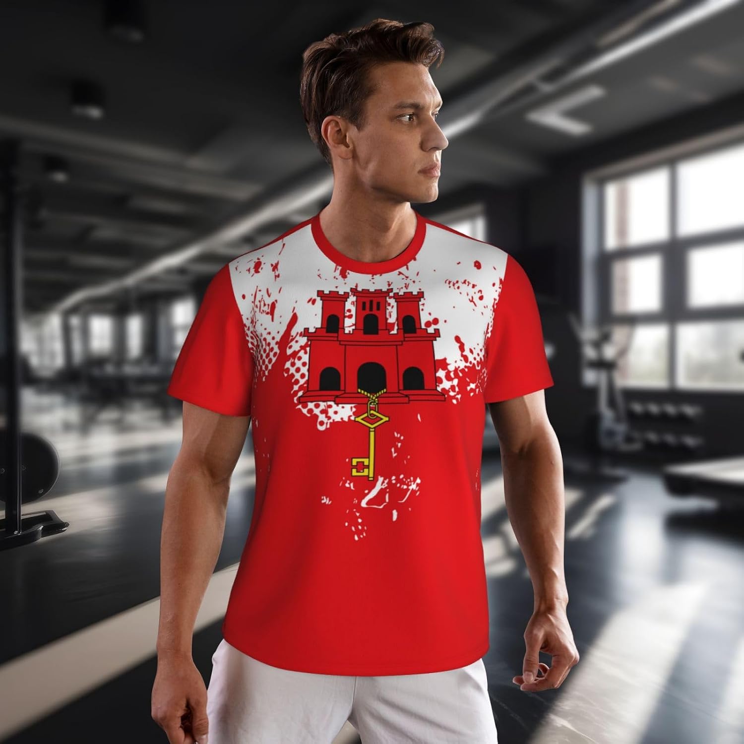 Gibraltar Flag Grain Sports Mesh T-Shirt Retro Jerseys for Running Soccer
