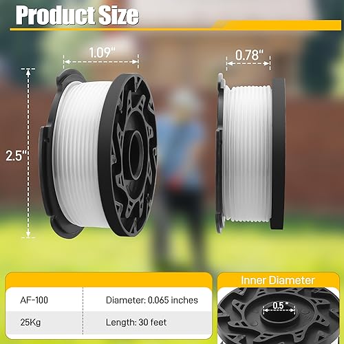 Miniatura 3 de Paquete de 10 cuerdas para malezas compatibles con Black and Decker AF-100 de repuesto de 0.065 pulgadas AF-100 de 240 pies y recortadoras de hilo