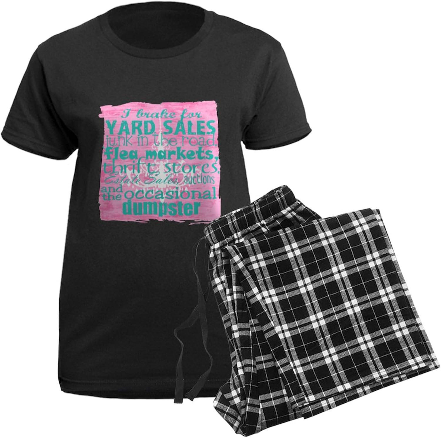 CafePress Junker Shirt Pinkwith Blue Women's Dark Pajamas Womens Novelty PJ Sleepwear