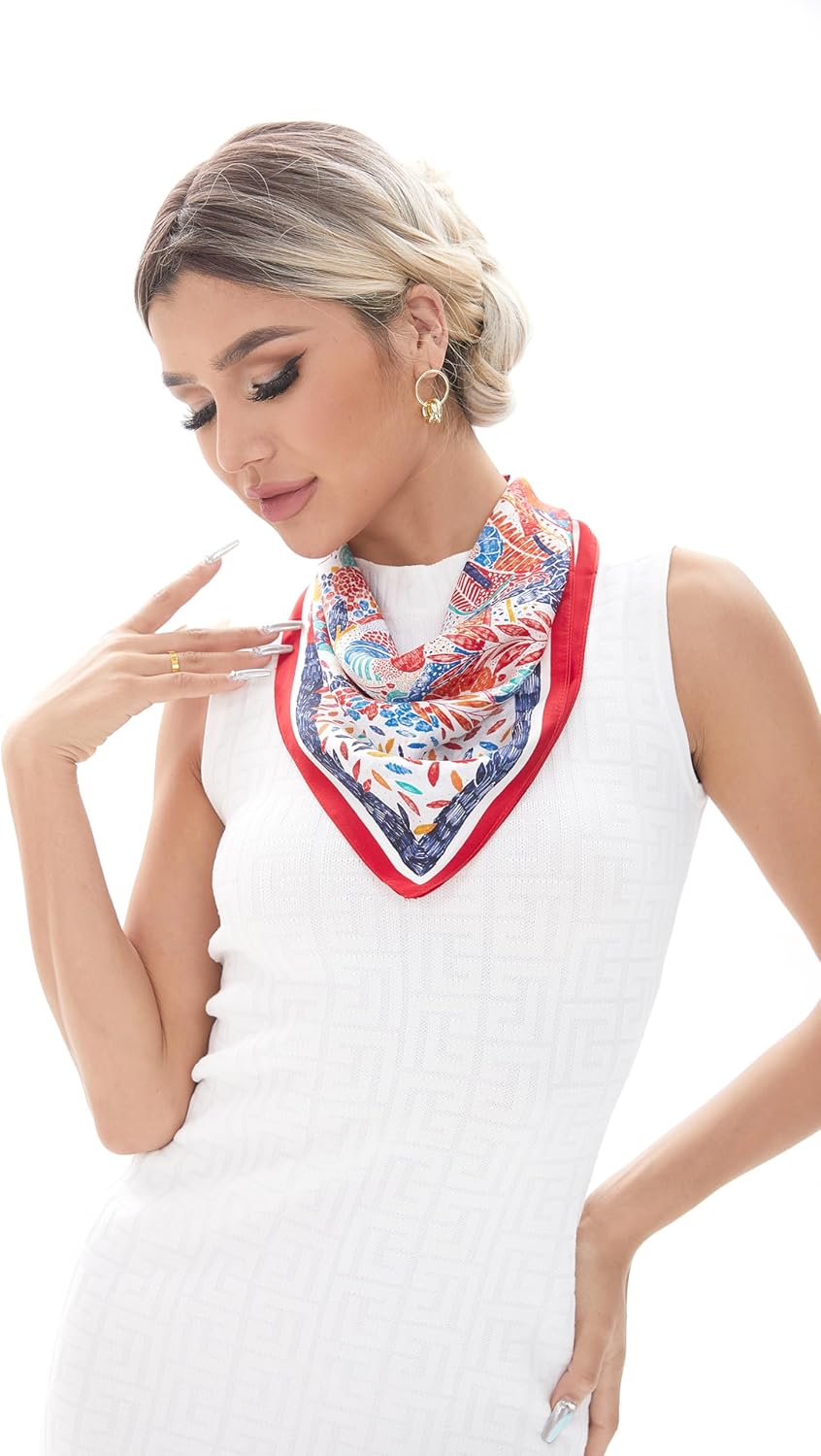 MEISEE 100% Mulberry Silk Scarfs Small Square Scarf 21" x 21" Neck Scarf Breathable Lightweight for Women Gift Packed - Image 4