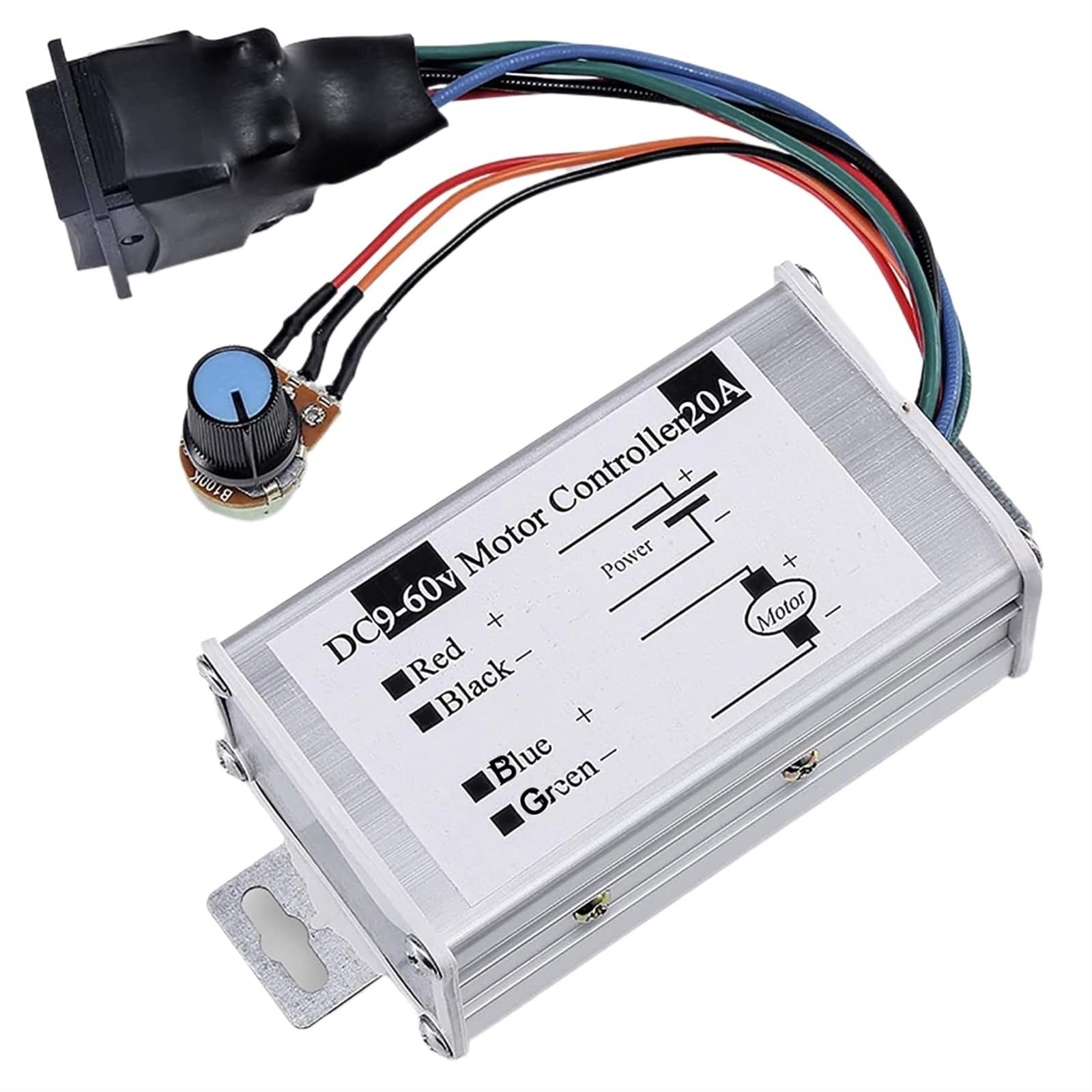 Controlador de velocidad del Motor DC 9-60V interruptor de Control de alta potencia adelante/atrás regulador de velocidad del Motor 24V DC 12V 36V 48V 60V 20A