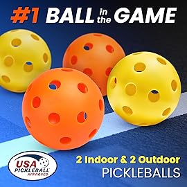 Pickleball Paddles Set of 2 or 4, USAPA Approved Pickleball Set with 4 Pickleball Balls and Pickleball Bag, Fiberglass Pickle Ball Rackets 2 Pack for Beginner(4setPower)