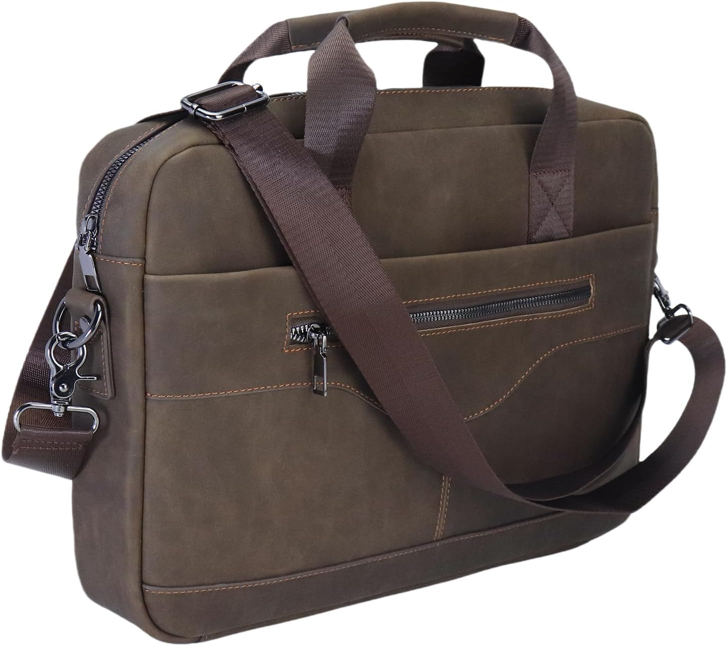 14" Roomy/15.6" Compact Laptop Messenger Bag for Men, Vintage Faux Leather Briefcase - Crossbody Business Travel Satchel - Image 4