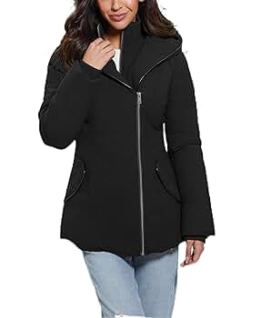 Amazon.com: GUESS Women's Lucy Stretch Asymmetric Zip Puffer