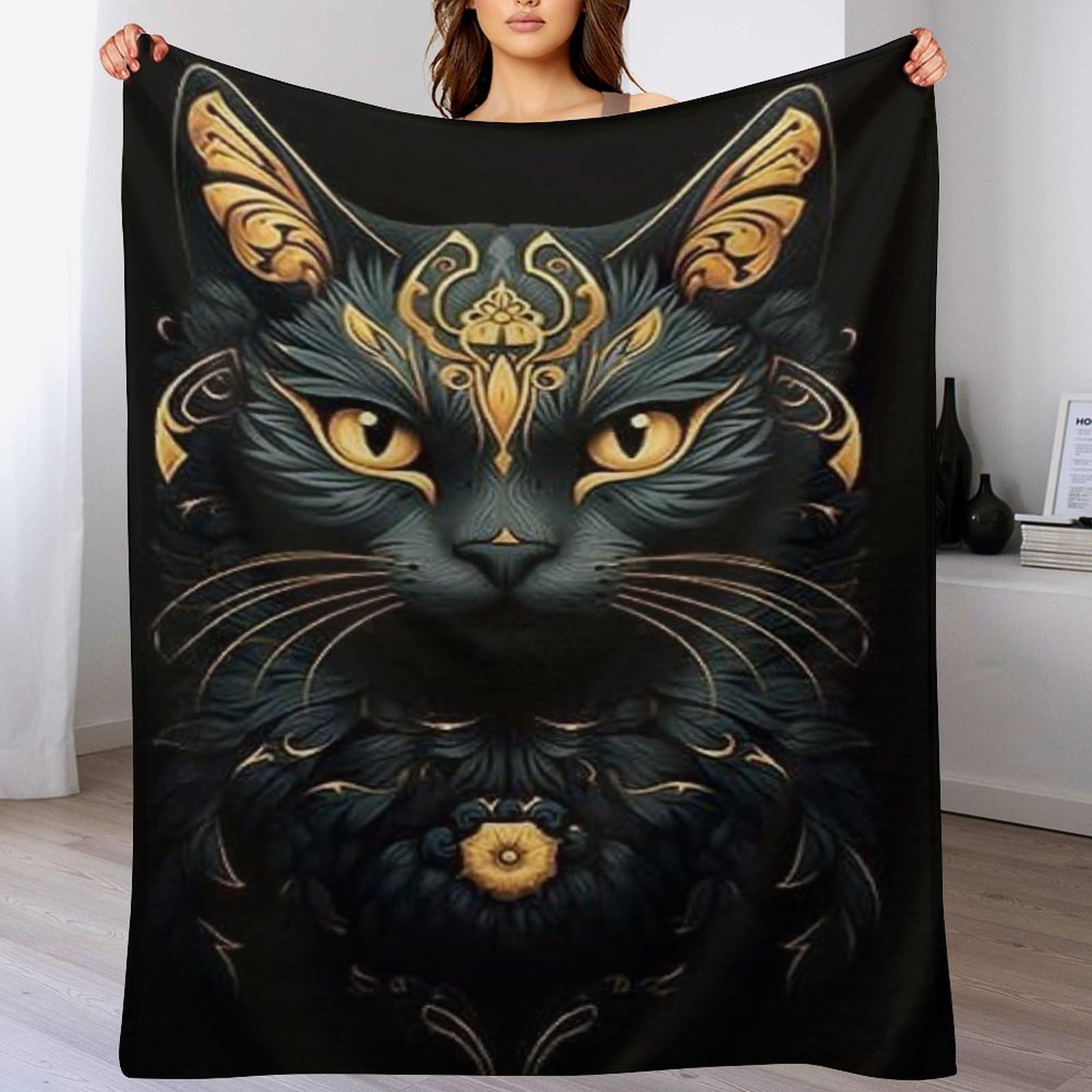 Couverture chat douce en flanelle pour cocooning sur le canapé du salon