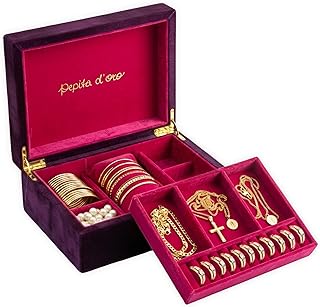 Giorgia Schmuckbox für Damen – Zweilagige Schmuckaufbewahrung mit Schubladen – Samt Schmuckbox - Schmuckkästchen mit Fächern für Ringe, Ketten, Armbänder & Ohrringe, Geschenk Schmuck Organizer