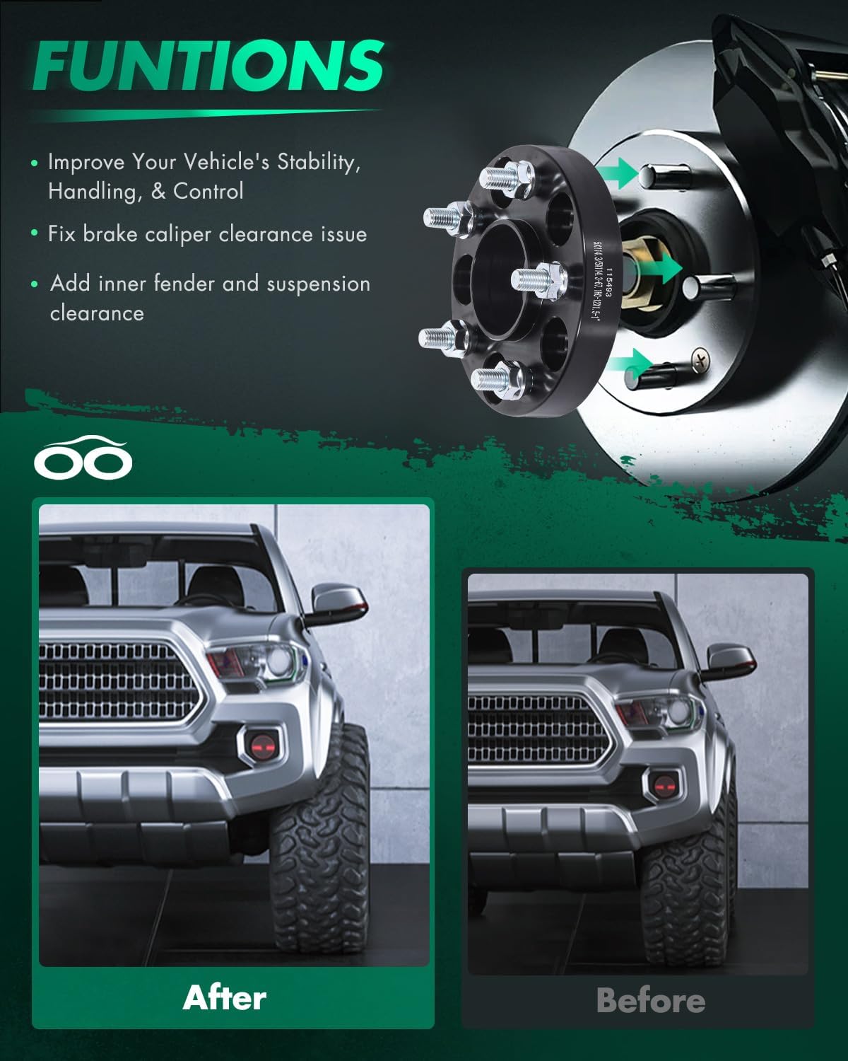 SCITOO 2X 5x114.3mm Wheel Spacers 1 inch 5x4.5 to 5x4.5 with 12x1.5 67.1 Compatible with for Compass for Patriot for 3 6 626