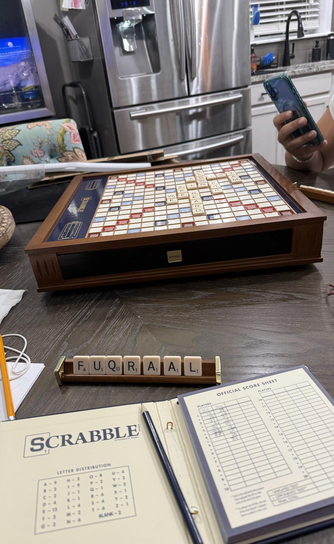 Scrabble Luxury Edition Board Game - 2-4 Players, Ages 96+, Wooden ...
