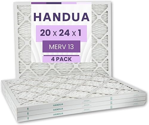Handua Filtro de aire MERV 13 de 20 x 24 x 1, filtro de repuesto de aire acondicionado para horno plateado, paquete de 4 (tamaño real 19.75 x 23.75