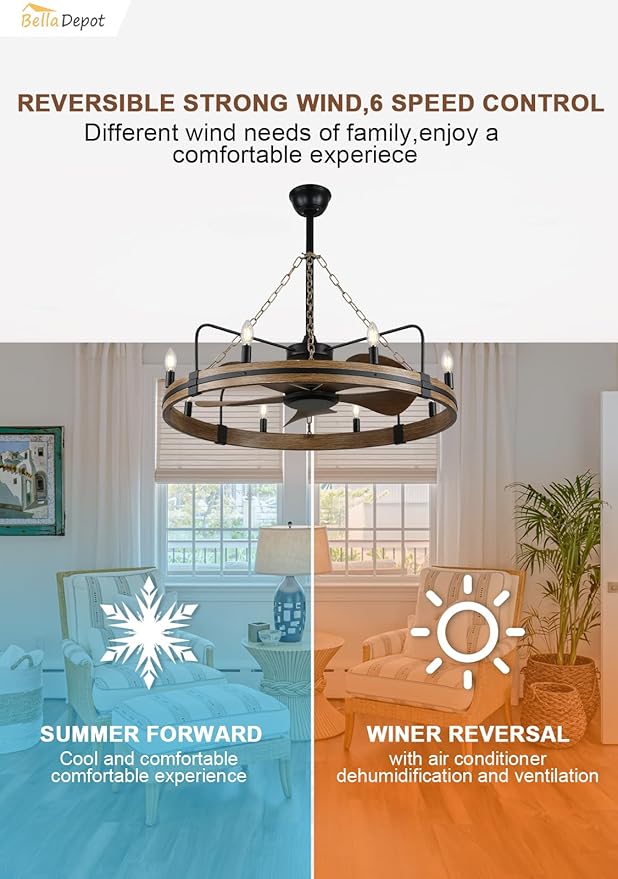 Ventilador de Techo 36 Pulgadas con Luz y Control Remoto miniatura 6