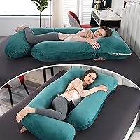 Vista 3 de Almohada de embarazo de cuerpo completo para mujeres - Almohada de maternidad en forma de U de 57 pulgadas con funda extraíble lavable, soporte