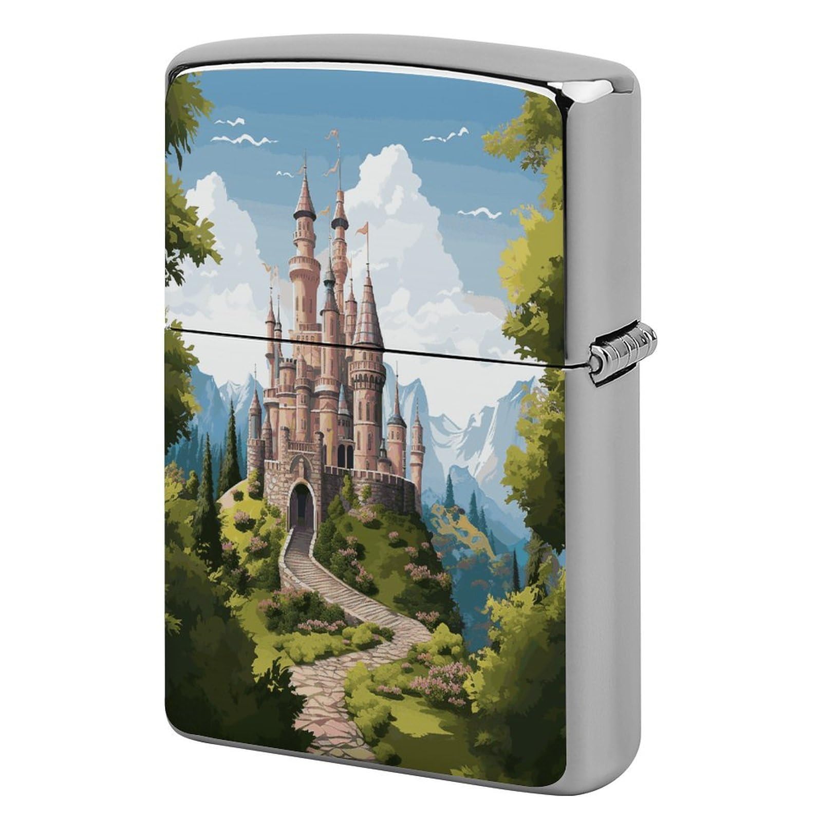 Fodpand Style Fairy Tale Castle Metal Lighter Case Cover Lighter Sleeve