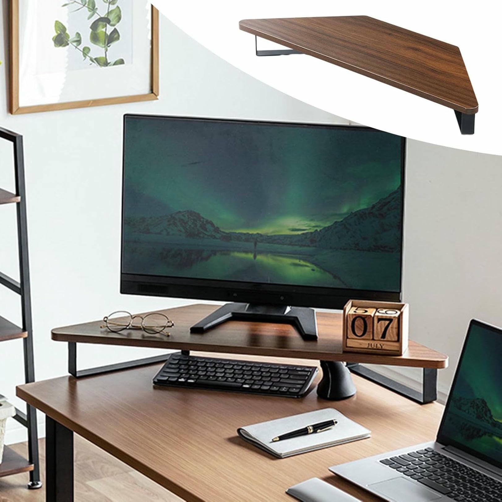 Support d'écran d'angle pour organiser votre salle d'étude, rehausseur 9,5 cm de haut