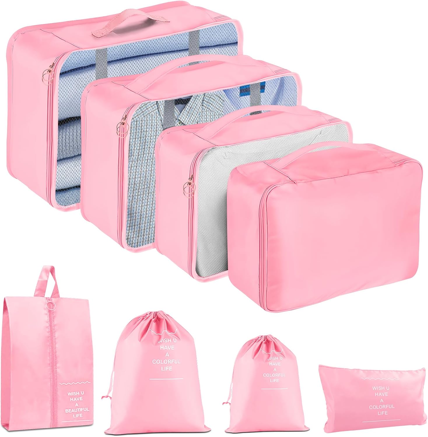 Packing Cubes for Suitcases, 8 pcs Travel Organiser Packing Bags for Clothes Shoes Toiletries Travel Luggage Organizers Storage Bags Packing Cubes for Suitcases, 8 pcs Travel Organiser Packing Bags for Clothes Shoes Toiletries Travel Luggage Organizers Storage Bags