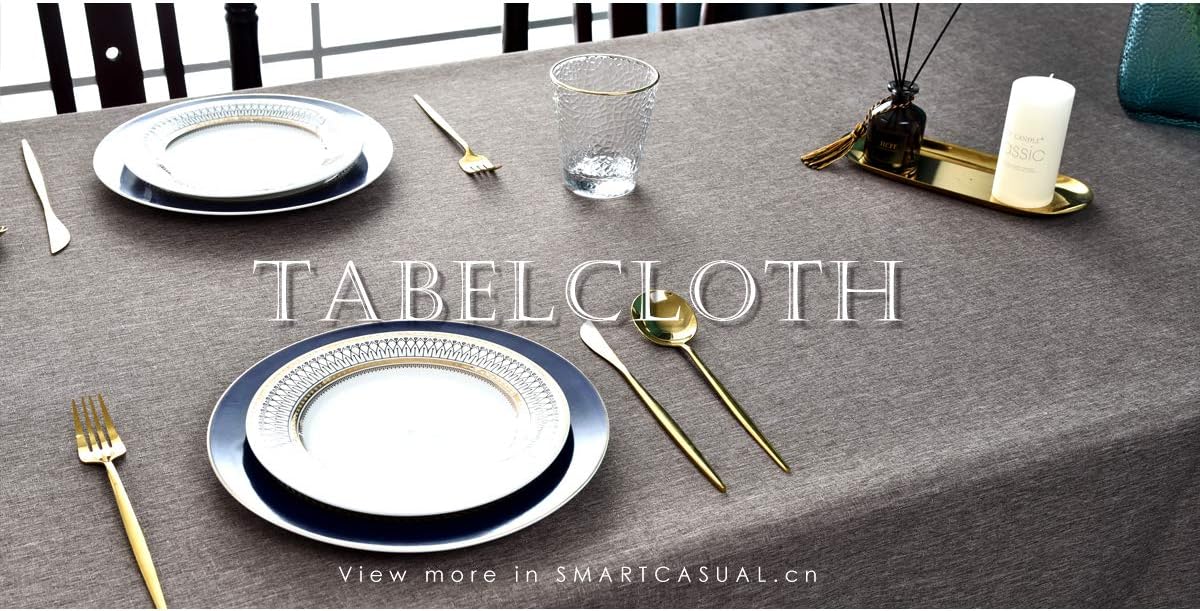 SMART&CASUAL Table Cloth Rectangle Jacquard Waved Waterproof Spillproof Wrinkle Free Washable Fall Tablecloth Decorative Cover Holiday Parties Kitchen Dining (Mocha 52" x 70")